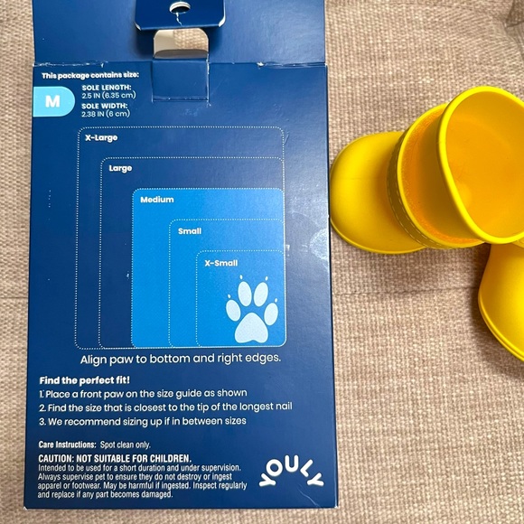 Youly Silicone Dog Rain Boots Yellow Size M - Picture 2 of 3